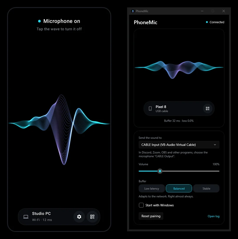The phone and the PC while streaming: the same wave on both sides